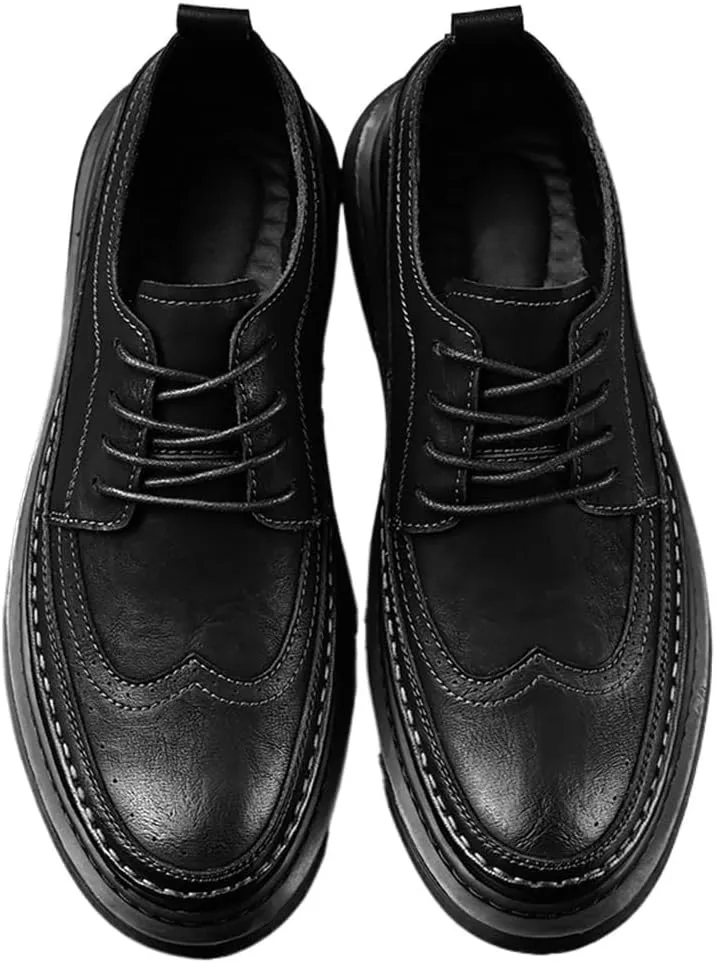 FMURY Men's Versatile Casual Leather Shoes Outdoor Breathable Shoes Lace Up Driving Hiking Shoes for Man(43 Code)
