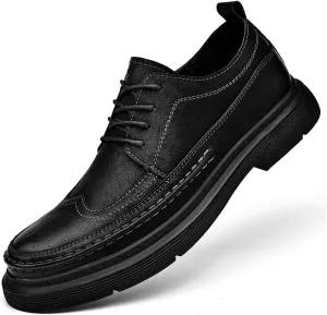 FMURY Men's Versatile Casual Leather Shoes Outdoor Breathable Shoes Lace Up Driving Hiking Shoes for Man(43 Code)