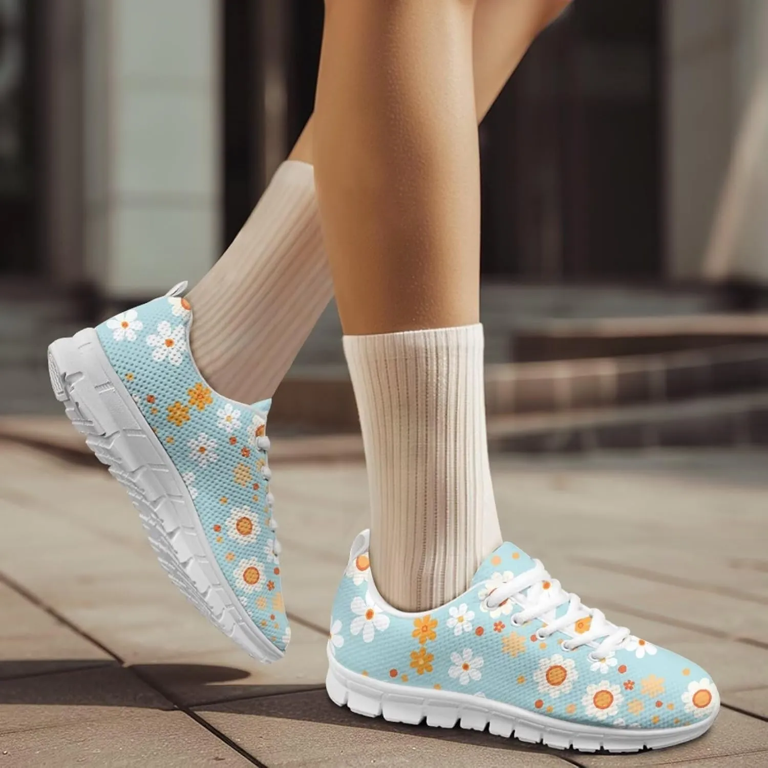 Forchrinse Daisy Unisex Running Shoes for Men Women Sports Gym Shoes Breathable Athletic Sneaker Shoe