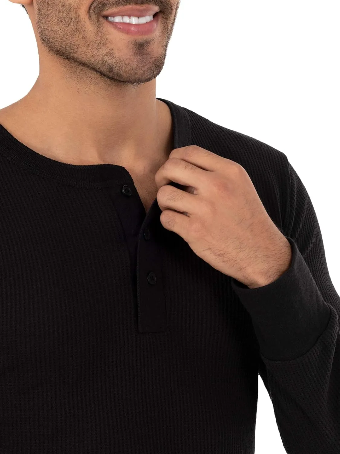 Fruit of the Loom mens Recycled Waffle Thermal Underwear Henley Top