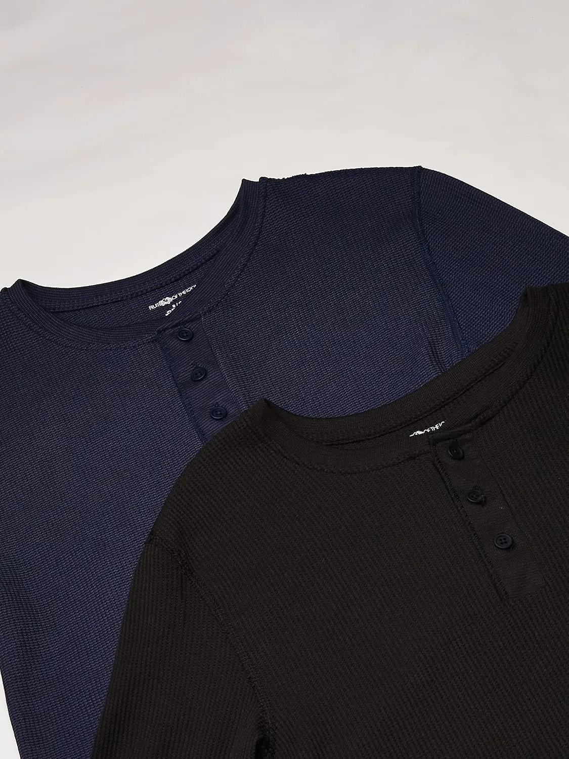 Fruit of the Loom mens Recycled Waffle Thermal Underwear Henley Top