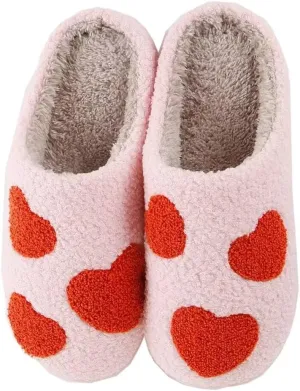 Fun and Loving Slippers Valentine's Day Style Women's & Men's Comfortable Memory Foam Slippers Fluffy and Soft Memory Foam Retro Indoor and Outdoor Home Couple Shoes