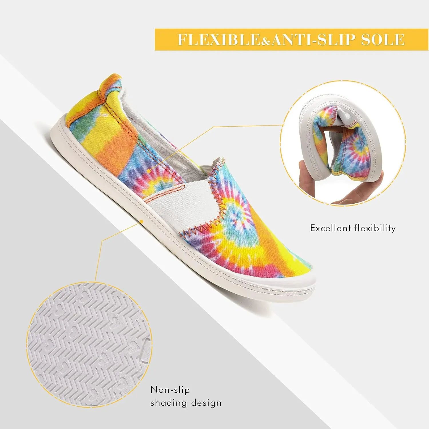 FUNKYMONKEY Shoes for Women, Comfort Low Top Canvas Slip On Sneakers Classic Casual Walking Shoes