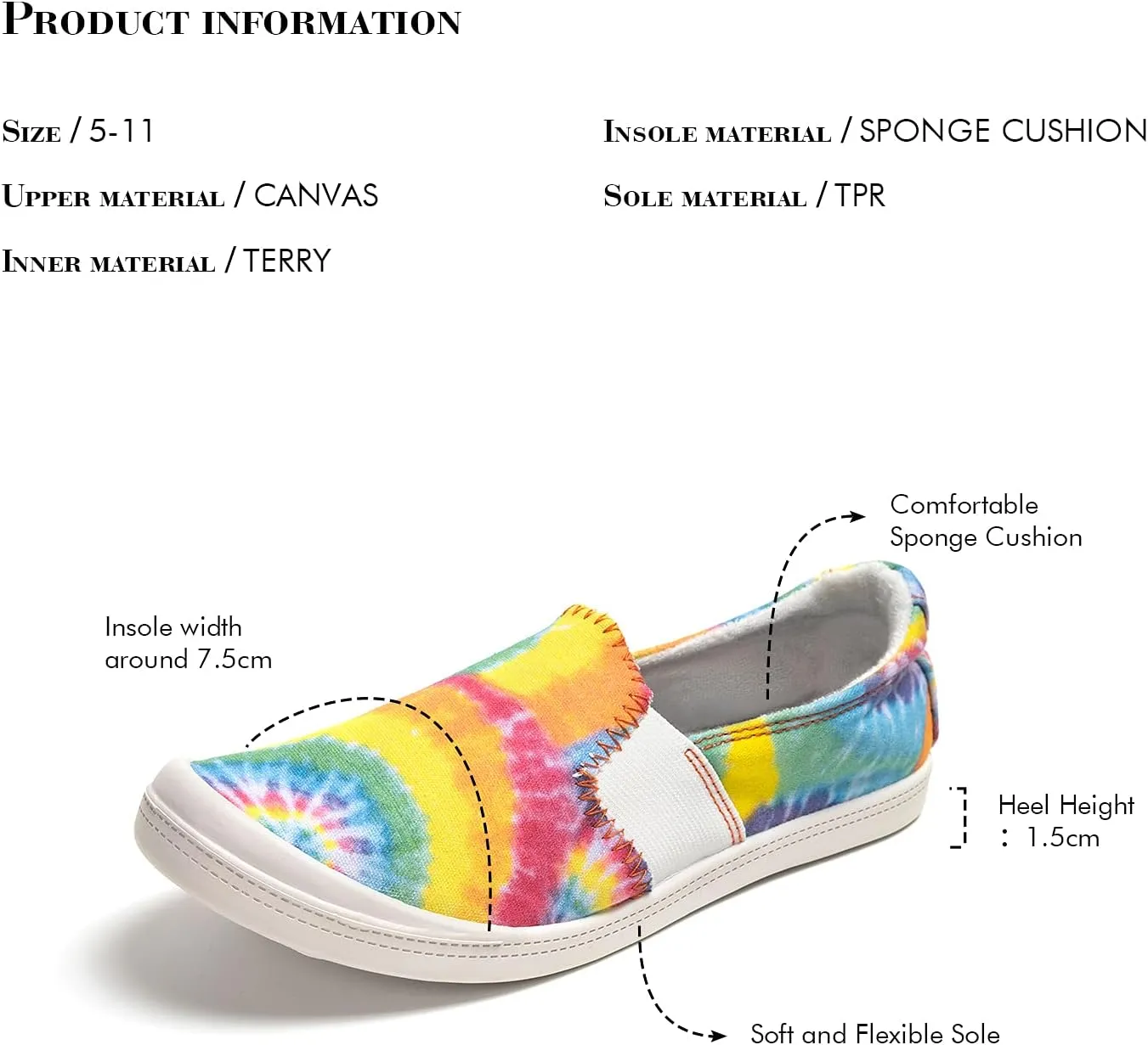 FUNKYMONKEY Shoes for Women, Comfort Low Top Canvas Slip On Sneakers Classic Casual Walking Shoes