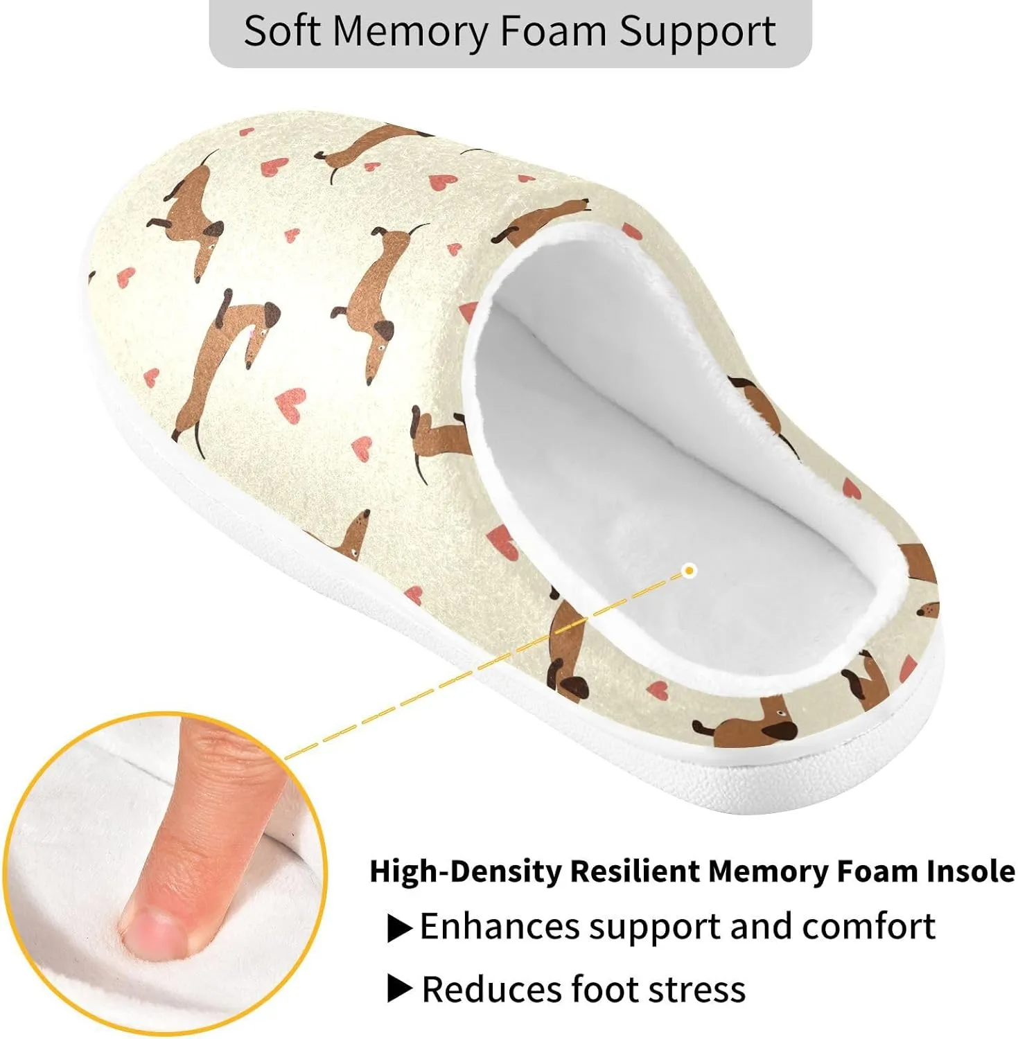 GAIGEO Womens Indoor Slippers Valentine Love White, Warm Ladies Slippers for Indoor/Outdoor, Ideal for Winter