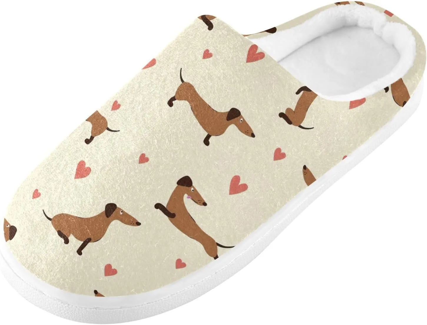 GAIGEO Womens Indoor Slippers Valentine Love White, Warm Ladies Slippers for Indoor/Outdoor, Ideal for Winter