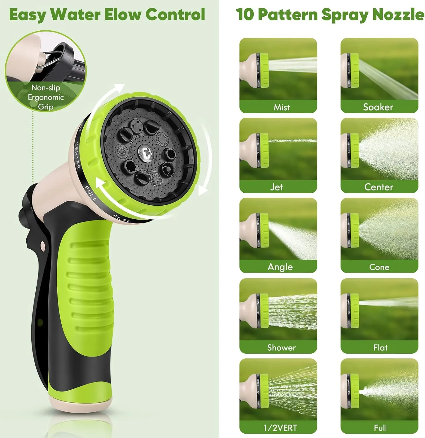 Garden Hose 50 ft, Stainless Steel Water Hose with 10 Function Nozzle Flexible, Heavy Duty, Lightweight, No-Kink, Pet Proof, Puncture Proof Hose Metal for Yard, Outdoor