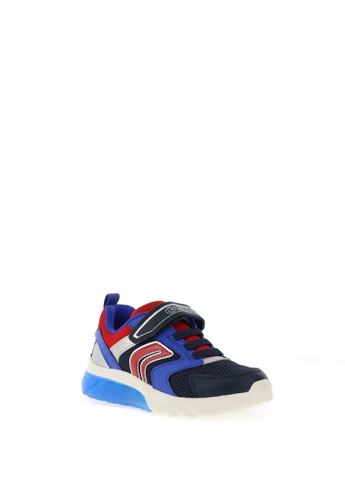 Geox Boy Ciberdron Mesh Light Up Trainer, Navy