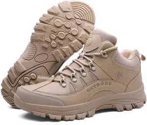 GEXECEUSS Hiking Boots for Men Breathable Non-Slip Casual Low-Top Sneakers for Trailing Trekking Outdoor Leather Walking Shoes