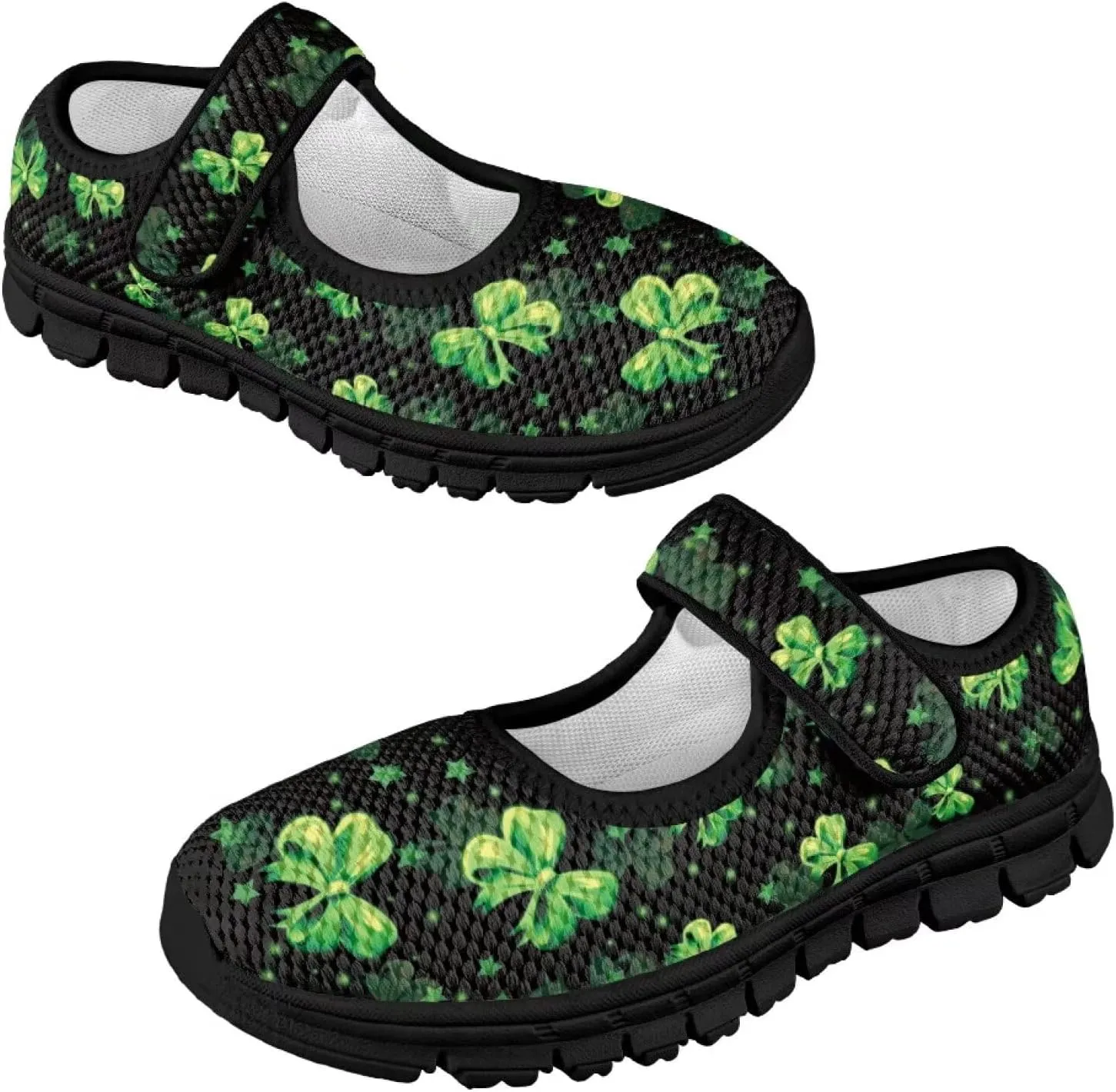Girls Slip On Casual Shoes St. Patrick's Day Easter Shoes Comfort Non Slip Travel Walking Shoe Mesh Sneaker Black Sole US 11-15