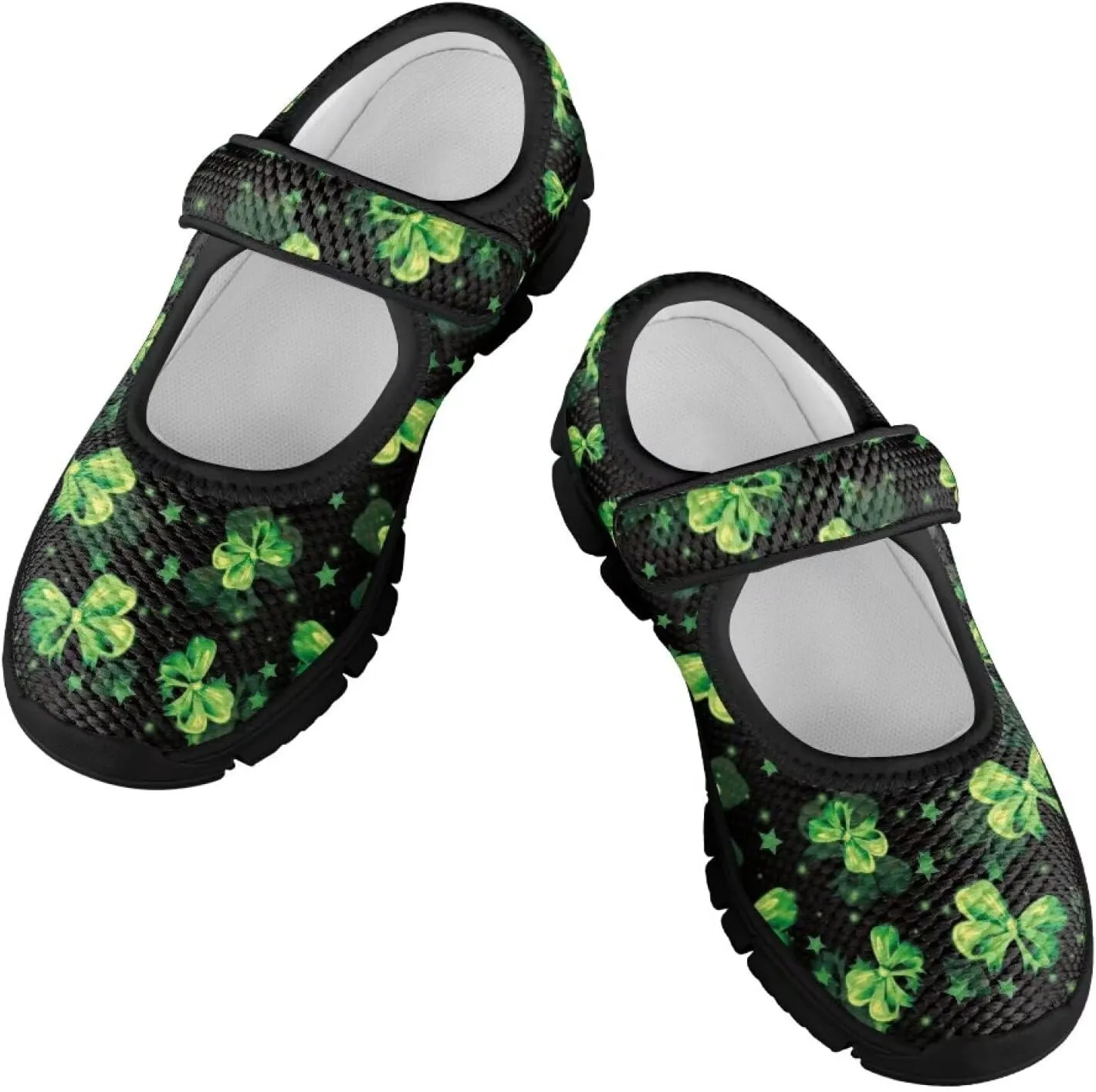 Girls Slip On Casual Shoes St. Patrick's Day Easter Shoes Comfort Non Slip Travel Walking Shoe Mesh Sneaker Black Sole US 11-15