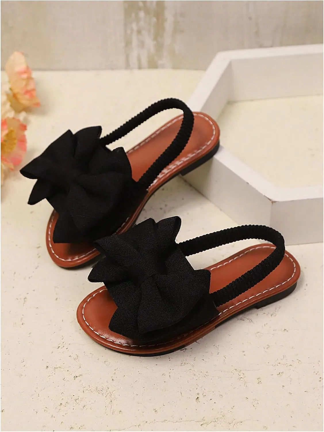 GORGLITTER Girl's Bow Sandals Dressy Ankle Strap Open Toe Cute Summer Wedding Beach Sandals