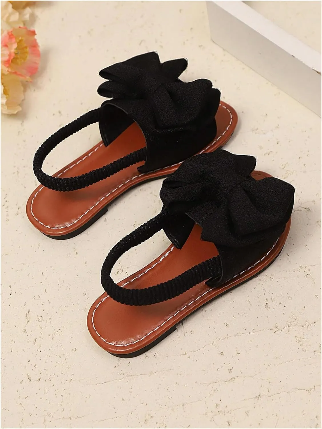 GORGLITTER Girl's Bow Sandals Dressy Ankle Strap Open Toe Cute Summer Wedding Beach Sandals