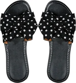 GORGLITTER Women's Bow Sandals Square Open Toe Slip on Dressy Summer Sandals