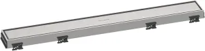 hansgrohe RainDrain Match Linear Tileable Shower Drain for 23 5/8" Rough with Height Adjustable Frame in Brushed Stainless Steel, Stainless Steel Rectangle Shower Floor Drain