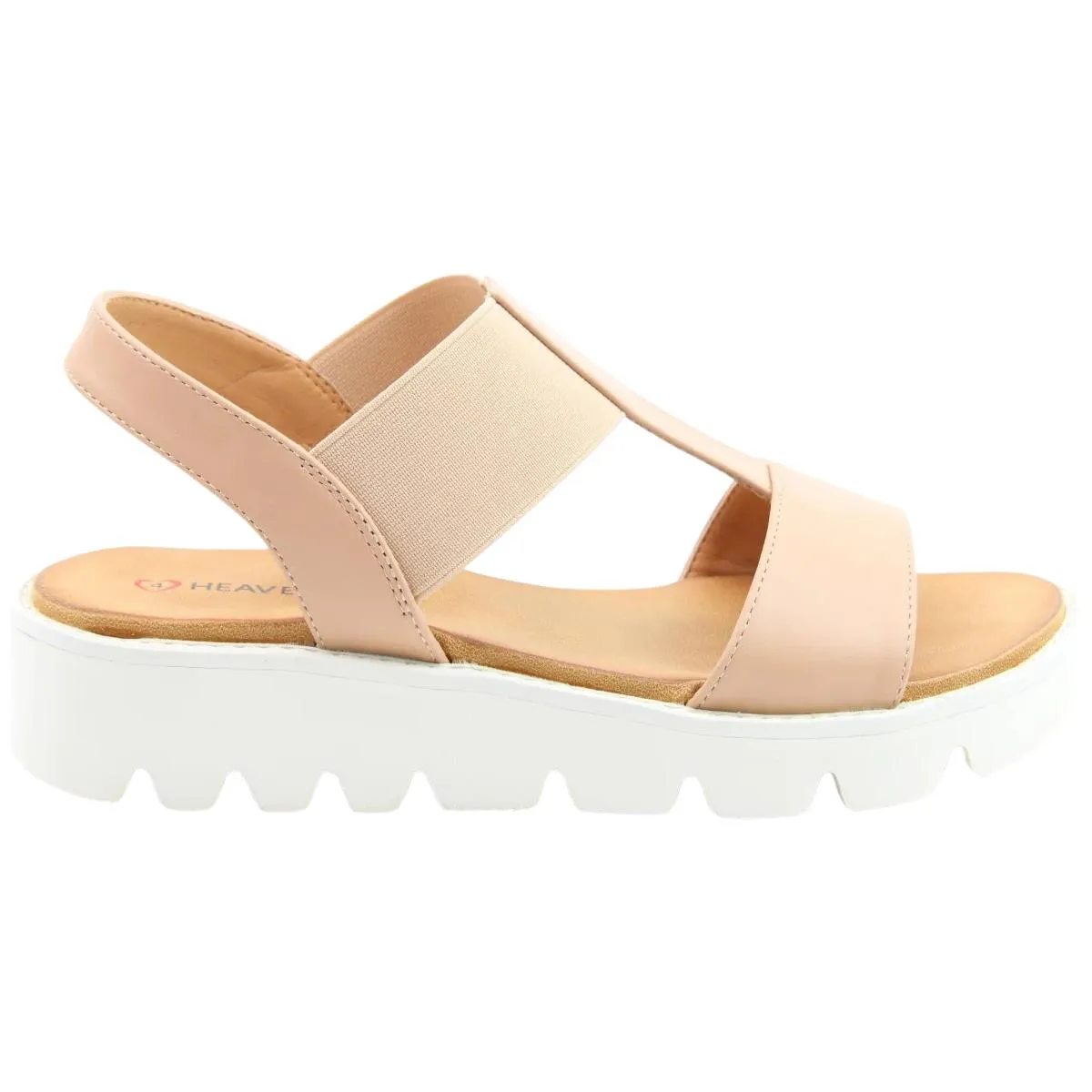 Heavenly Feet Womens Ritz Nude Platform Vegan Sandals