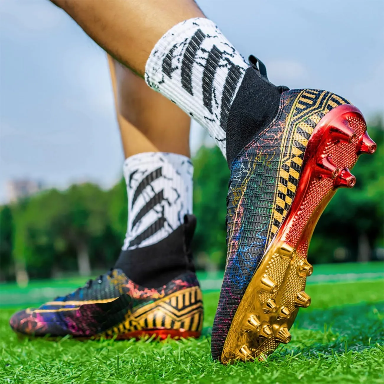 HESBITEUL Soccer Cleats for Mens Womens Youth FG Football Boots Outdoor Breathable Training Sneaker Shoes