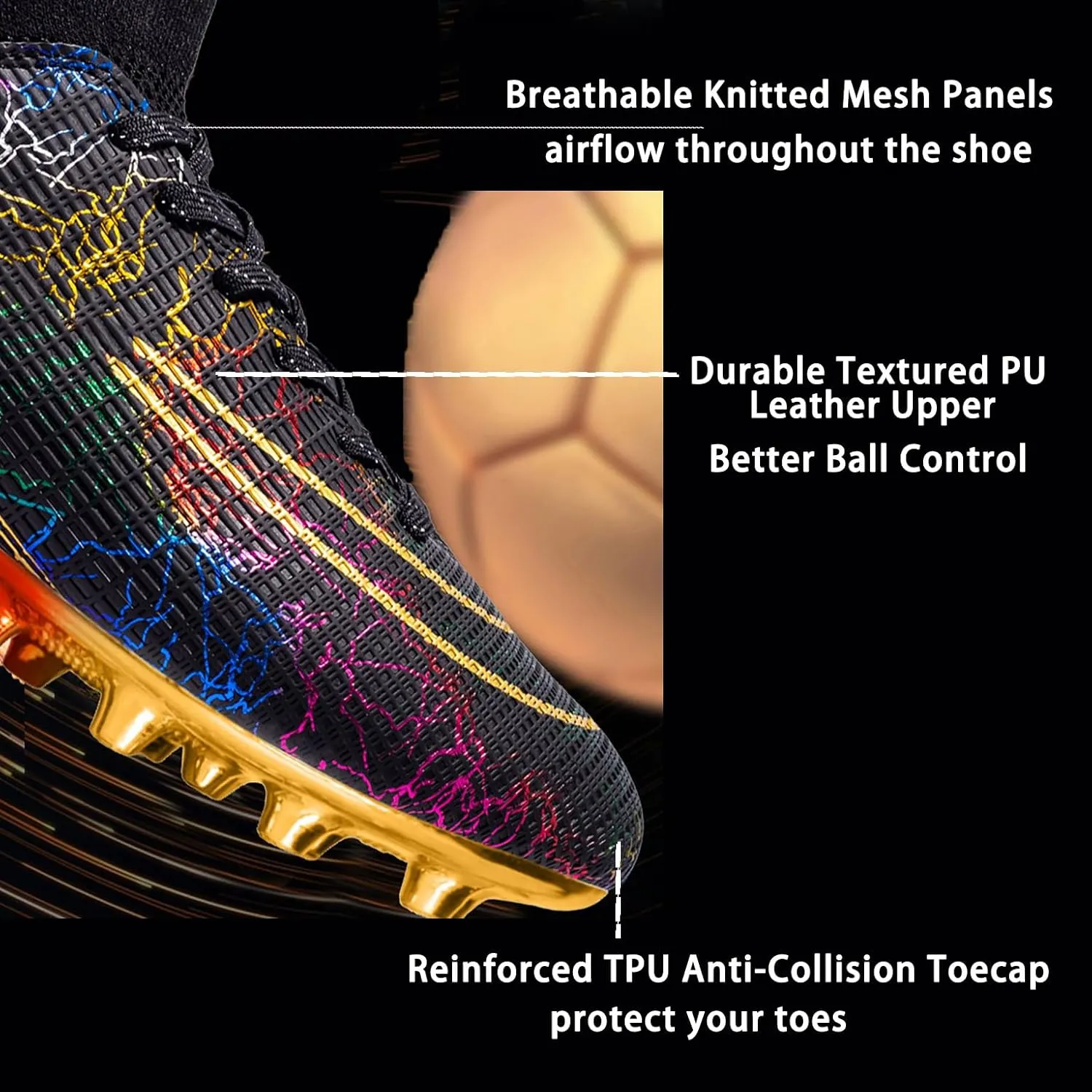 HESBITEUL Soccer Cleats for Mens Womens Youth FG Football Boots Outdoor Breathable Training Sneaker Shoes