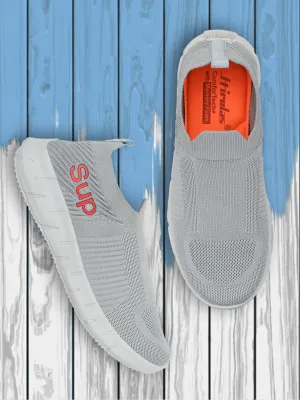 Hirolas® Men's Grey Knitted Running/Walking/Gym Slip On Sport Shoes (HRL2048GRY)