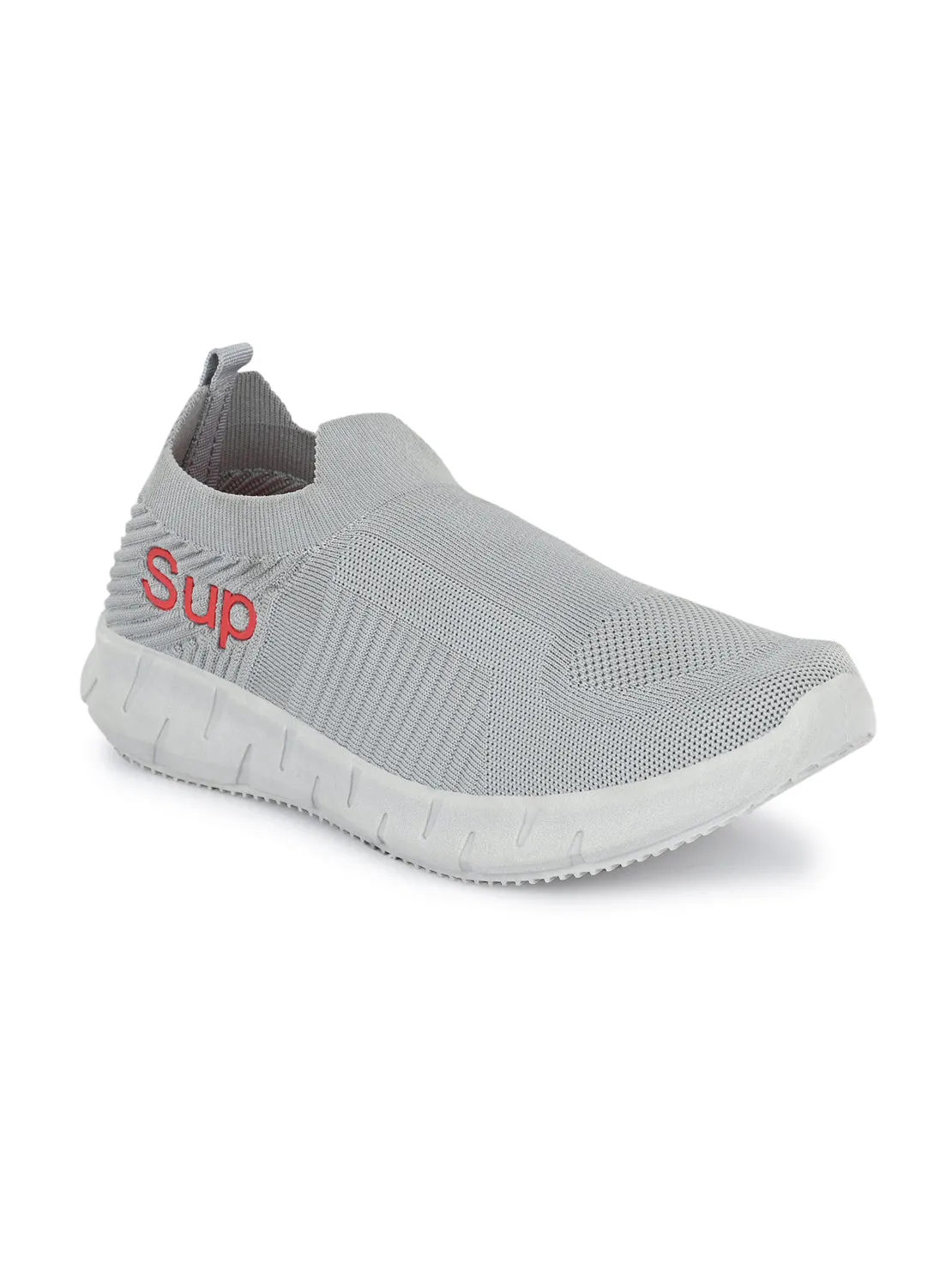 Hirolas® Men's Grey Knitted Running/Walking/Gym Slip On Sport Shoes (HRL2048GRY)
