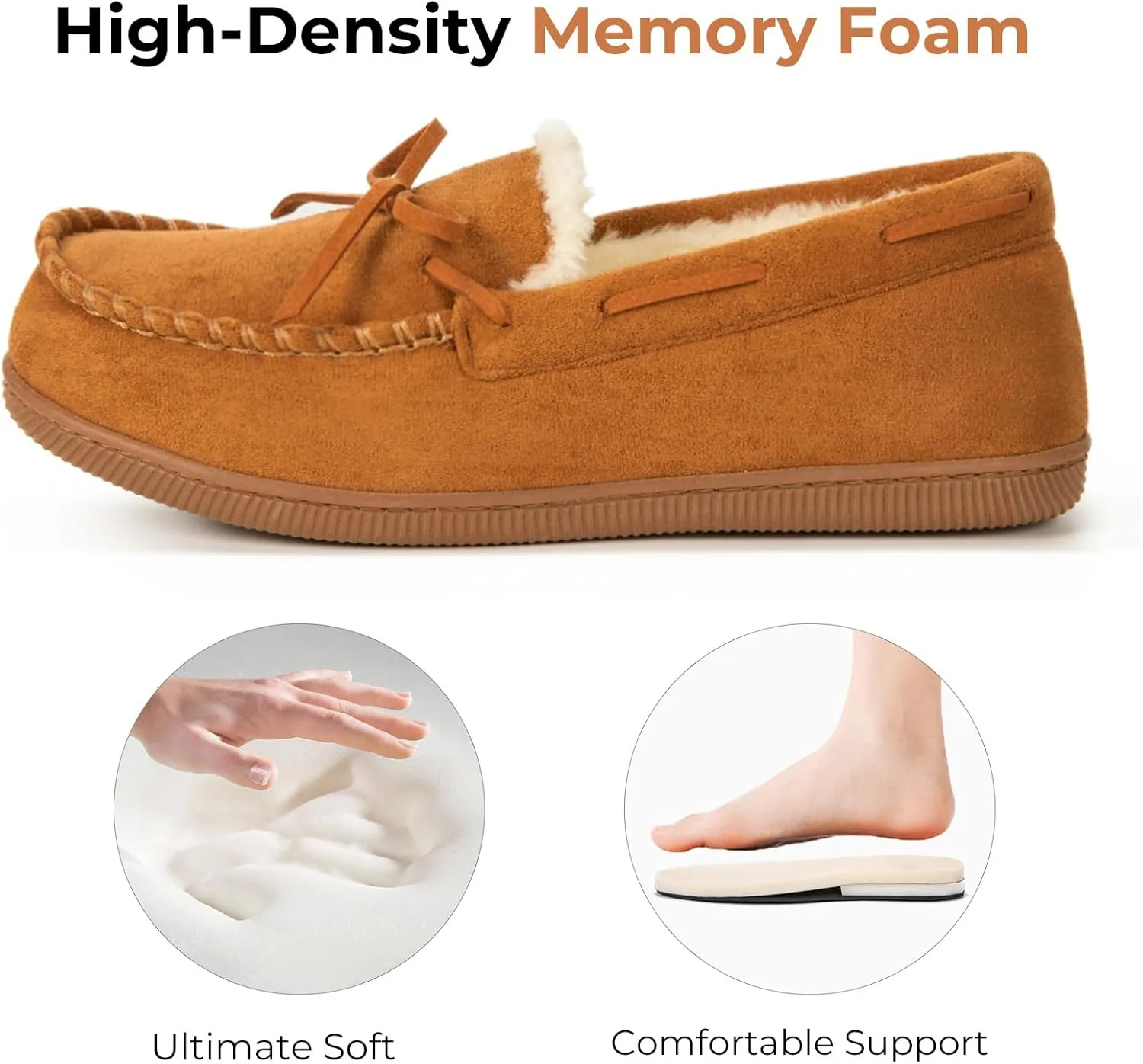 HomeTop Women's Moccasins House Slippers Memory Foam Indoor Outdoor Ladies Shoes