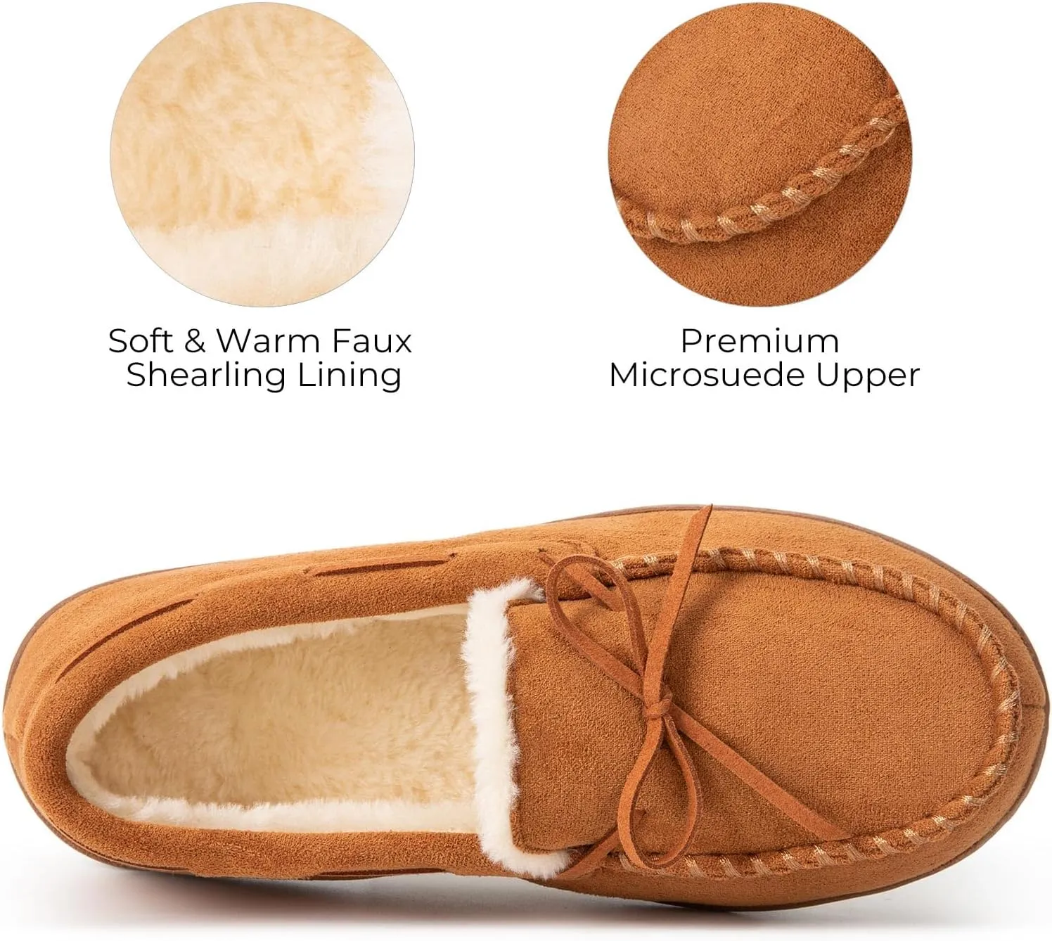 HomeTop Women's Moccasins House Slippers Memory Foam Indoor Outdoor Ladies Shoes