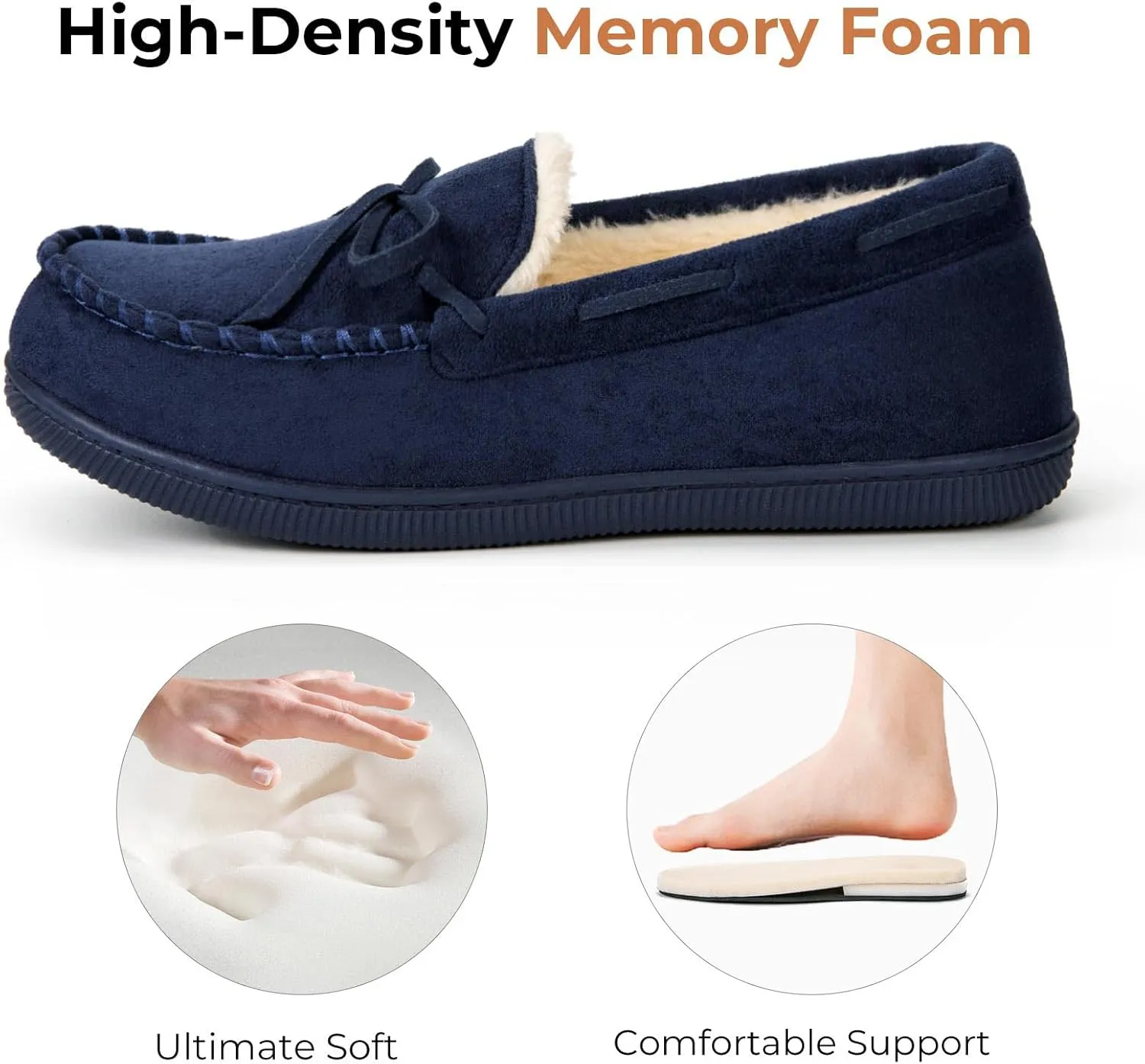 HomeTop Women's Moccasins House Slippers Memory Foam Indoor Outdoor Ladies Shoes