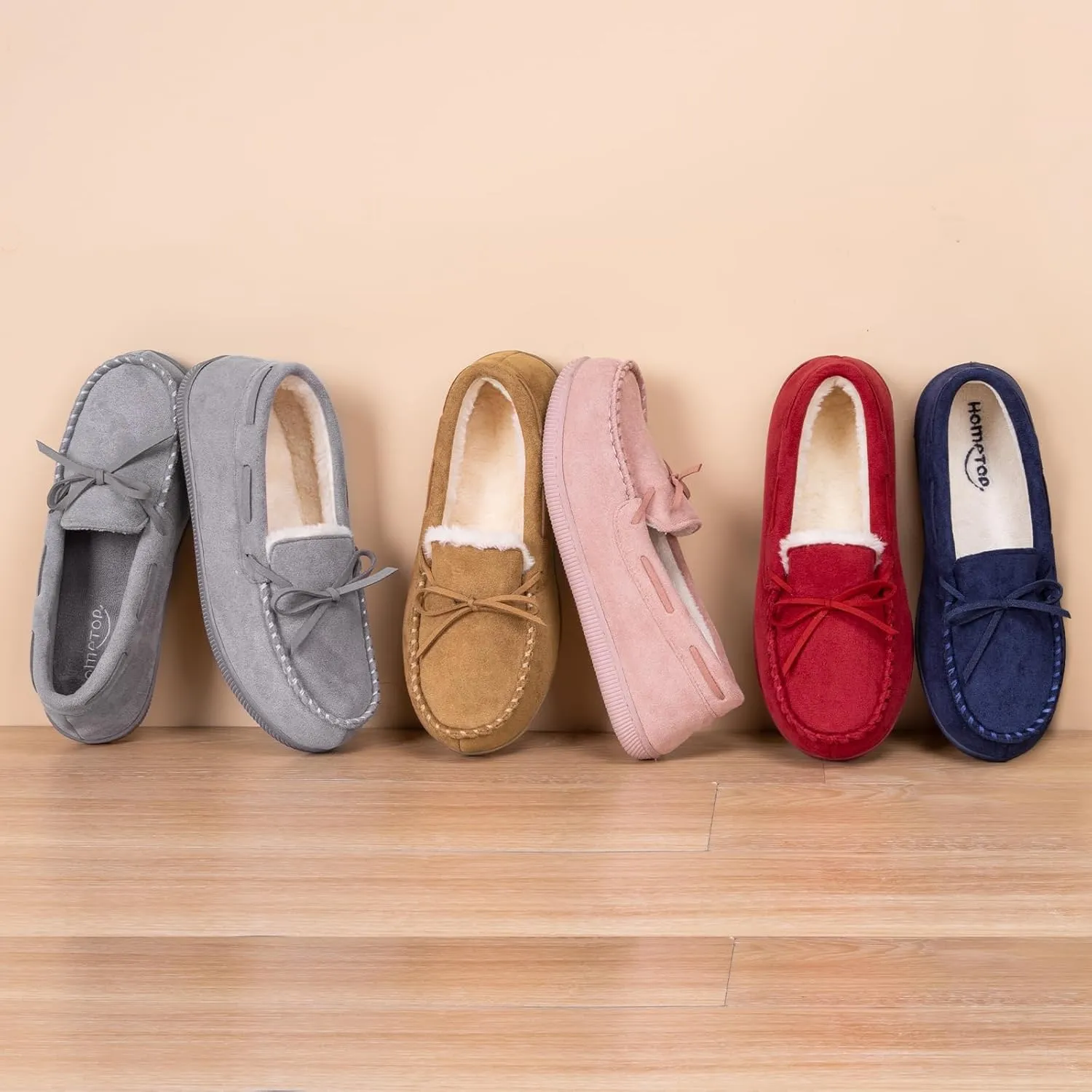 HomeTop Women's Moccasins House Slippers Memory Foam Indoor Outdoor Ladies Shoes
