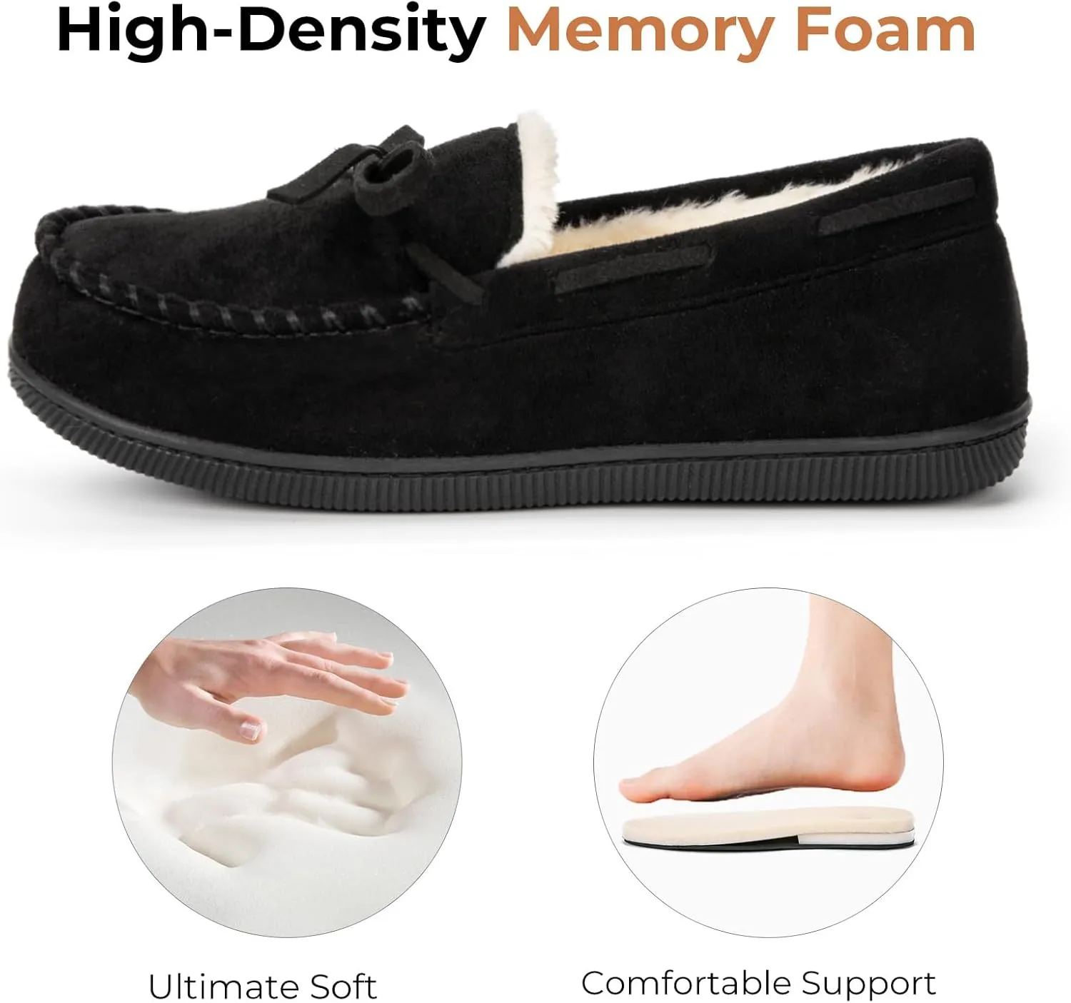 HomeTop Women's Moccasins House Slippers Memory Foam Indoor Outdoor Ladies Shoes