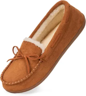 HomeTop Women's Moccasins House Slippers Memory Foam Indoor Outdoor Ladies Shoes