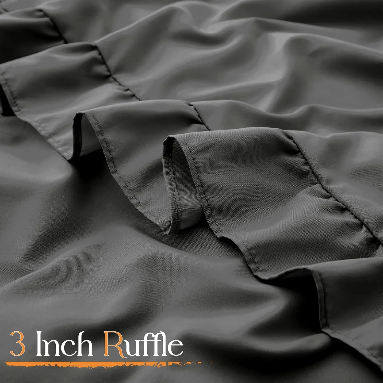 Horbaunal Dark Grey Ruffle Sheets Full Size 6 Piece, Fits 16" Deep Mattress, Microfiber Charcoal Grey Full Sheets with 2 Ruffled Pillowcases, Shabby Chic Bed Sheet Set