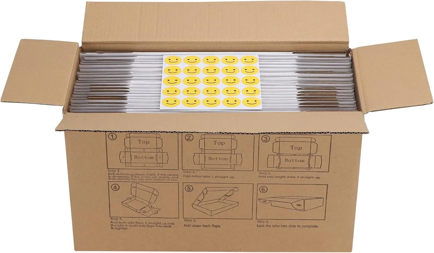 HORLIMER 6x6x2 inches Shipping Boxes Set of 25, White Corrugated Cardboard Box Literature Mailer, 25 Stickers Included