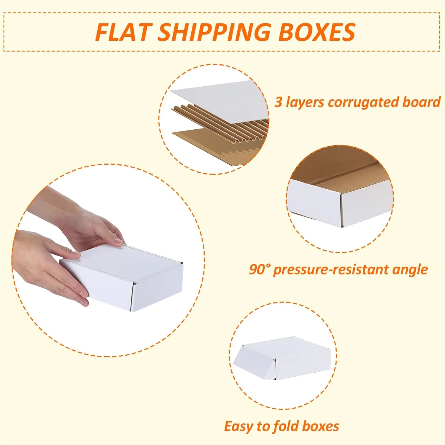 HORLIMER 6x6x2 inches Shipping Boxes Set of 25, White Corrugated Cardboard Box Literature Mailer, 25 Stickers Included