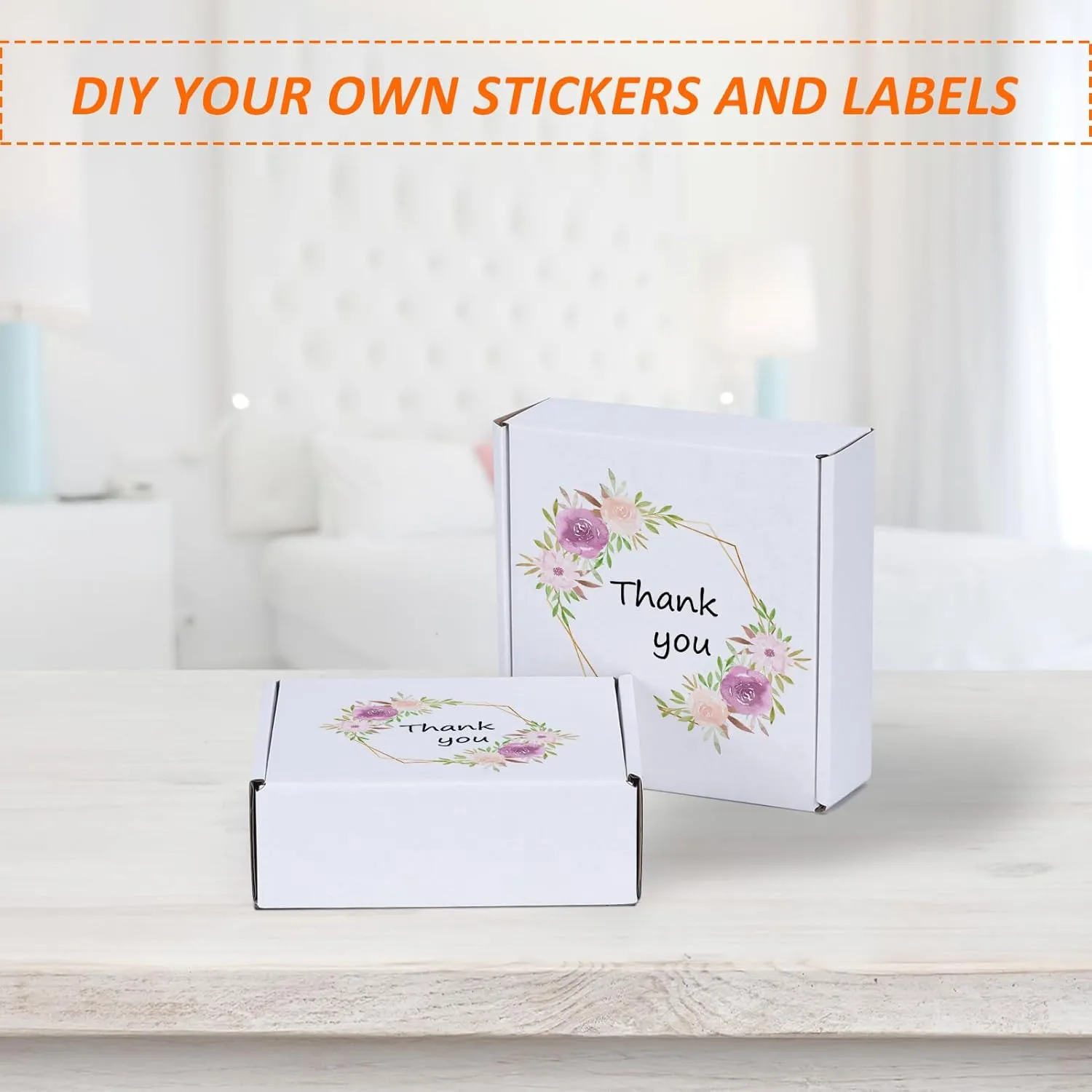 HORLIMER 6x6x2 inches Shipping Boxes Set of 25, White Corrugated Cardboard Box Literature Mailer, 25 Stickers Included