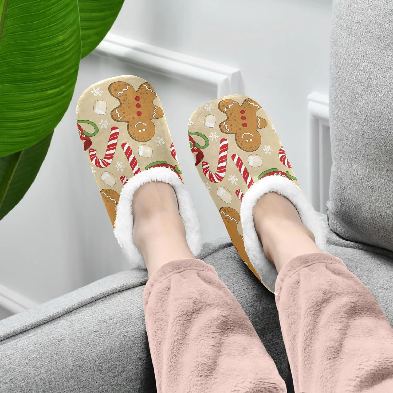 House Slippers Fuzzy Memory Foam Soft Slipper Socks for Woman Men