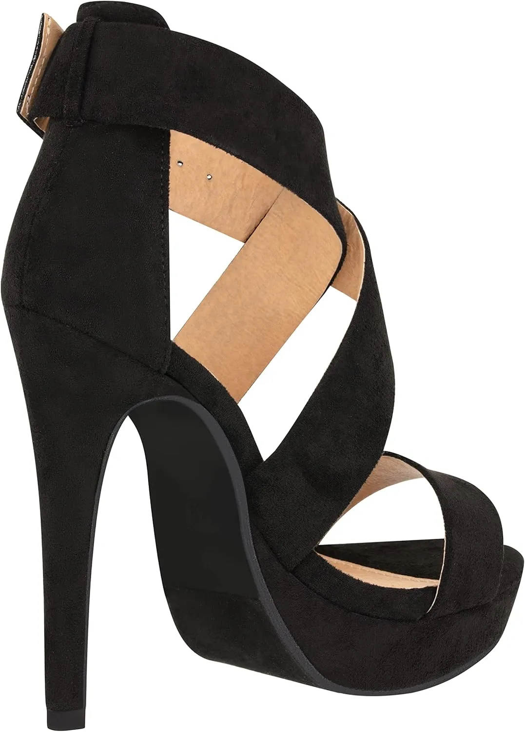 ILLUDE Women's High Heels Open Toe Ankle Strap Stilettos Platform Sexy Party Heeled Sandals – Cake