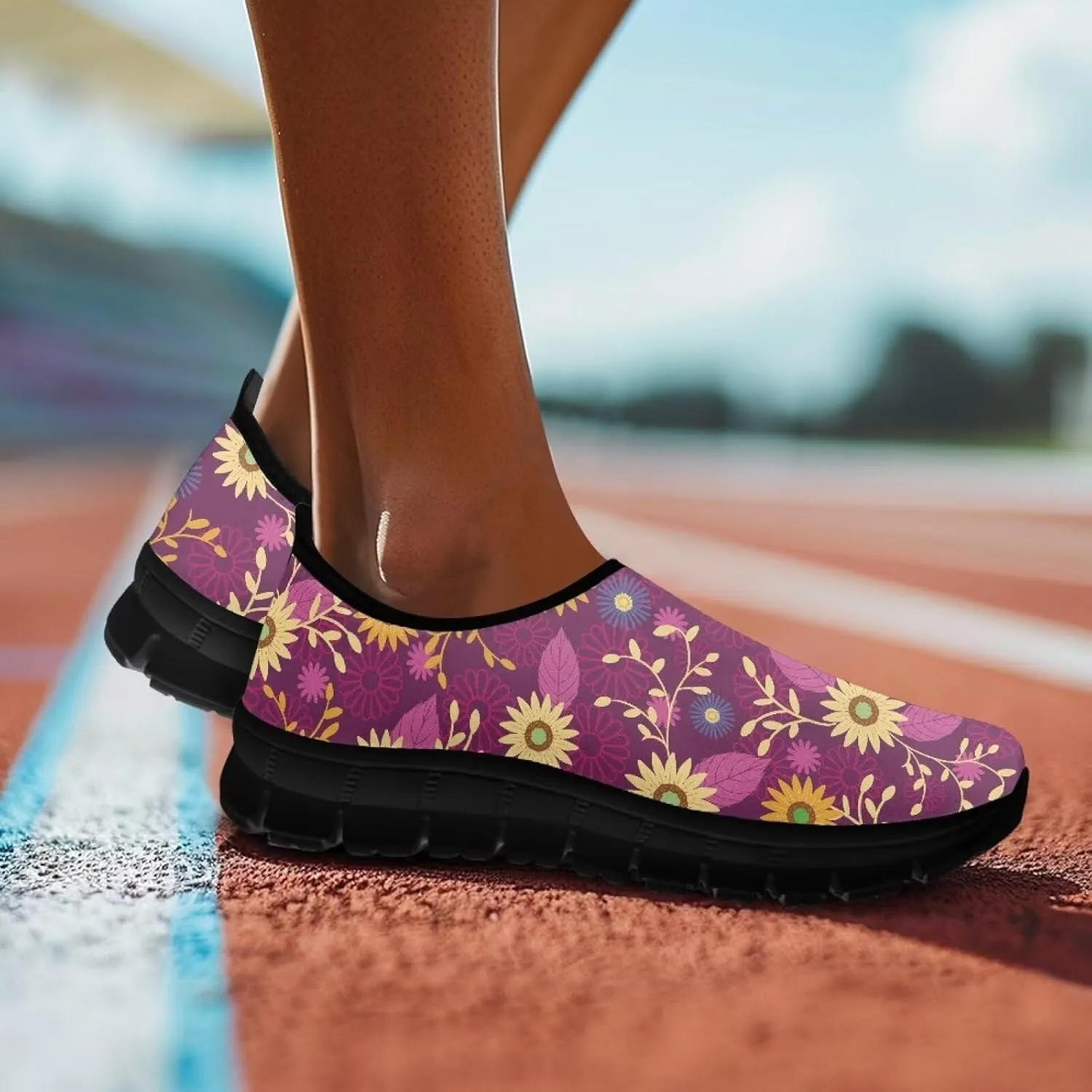 Indoor Outdoor Gym Sneakers Casual House Shoes for Women Classic Soft Breathable and Sweat-Absorbing Walking Loafers for Athletic Size 5.5-11.5 Black Sole