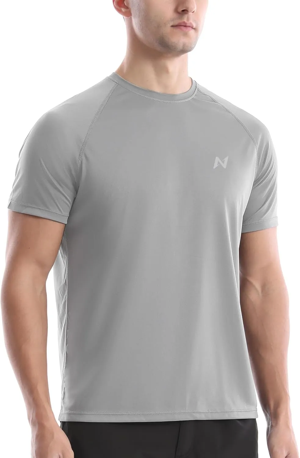 isnowood UPF 50  Swim Shirts for Men, Sun Protection Short Sleeve Rash Guard Mens Quick Dry Surf Athletic Beach Shirt