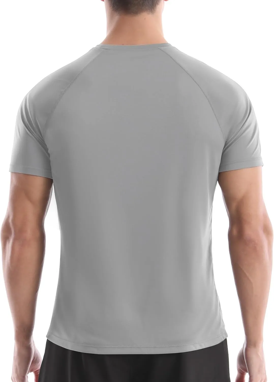 isnowood UPF 50  Swim Shirts for Men, Sun Protection Short Sleeve Rash Guard Mens Quick Dry Surf Athletic Beach Shirt