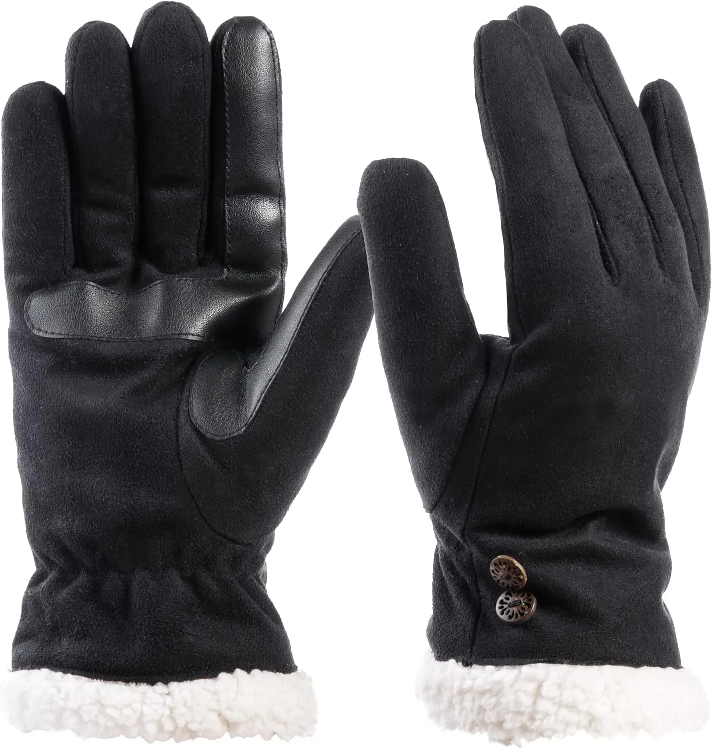 isotoner Womens Recycled Microsuede Water Repellent Cold Weather Gloves With Sherpasoft Lining, Touch Screen Capable