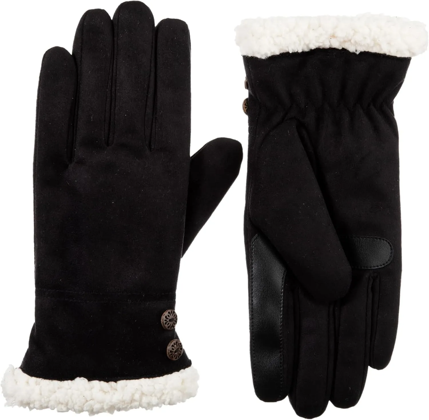 isotoner Womens Recycled Microsuede Water Repellent Cold Weather Gloves With Sherpasoft Lining, Touch Screen Capable