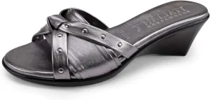 ITALIAN SHOEMAKERS Avra Women's Wedge Sandal with Knot Strap and Metallic Features Comfort