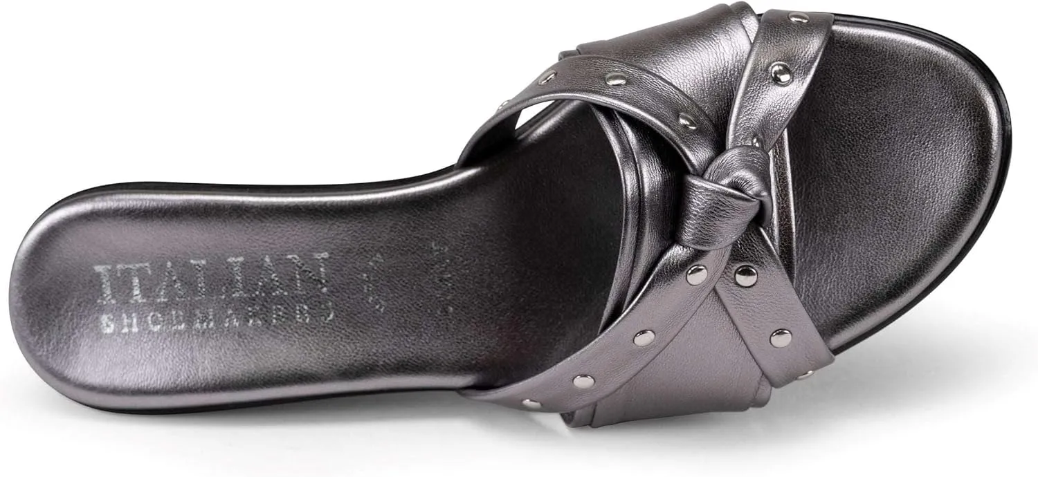 ITALIAN SHOEMAKERS Avra Women's Wedge Sandal with Knot Strap and Metallic Features Comfort