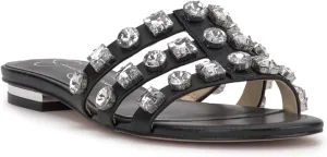 Jessica Simpson Womens Detta Rhinestone Slip On Slide Sandals