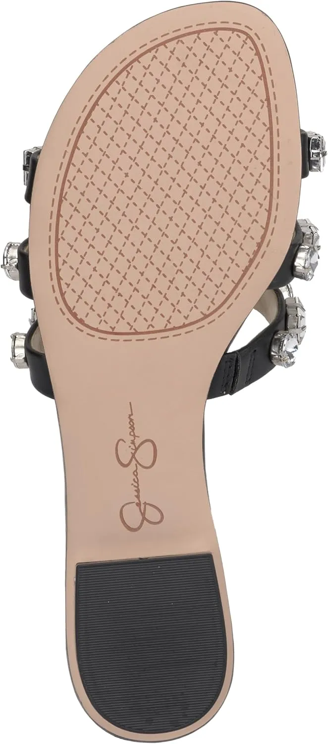 Jessica Simpson Womens Detta Rhinestone Slip On Slide Sandals