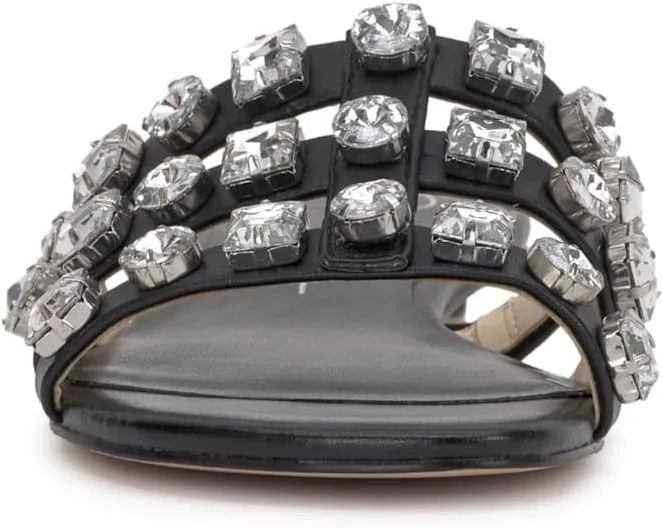 Jessica Simpson Womens Detta Rhinestone Slip On Slide Sandals
