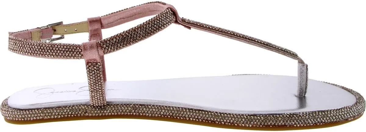 Jessica Simpson Womens Oliara Shimmer T-Strap Sandals