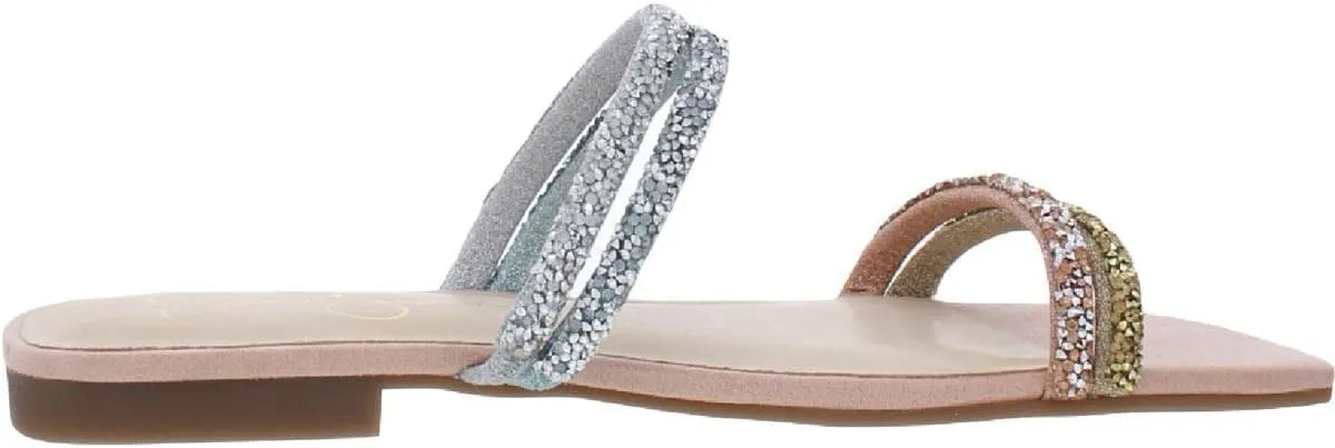 Jessica Simpson Womens Rilane Man Made Slip-On Flat Sandals