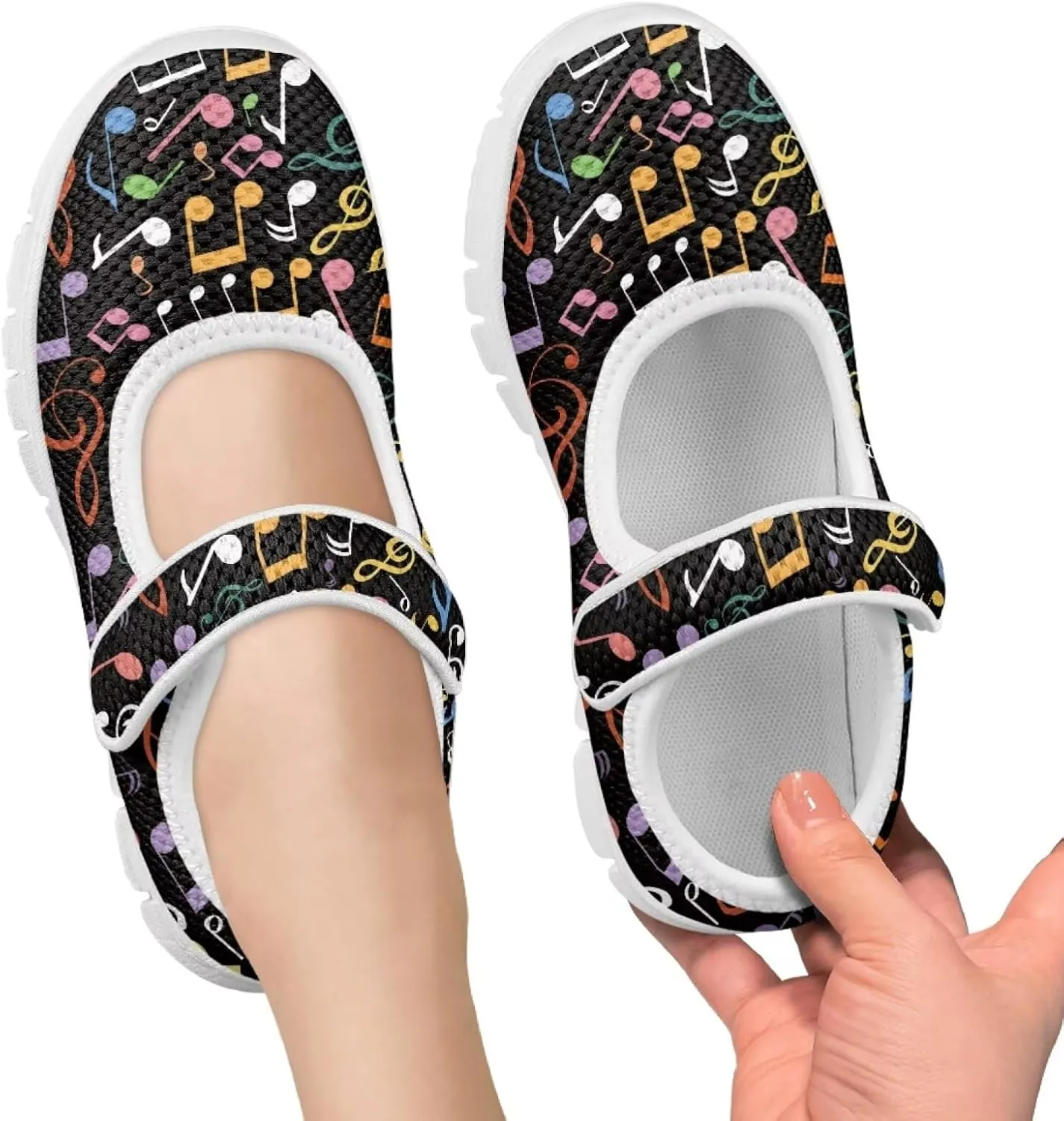 JoyLamoria Collie Print Girls Mary Jane Shoes Toddler and Little Kids Cartoon Flat Sneakers Lightweight Girls Walking Shoes Anti Slip