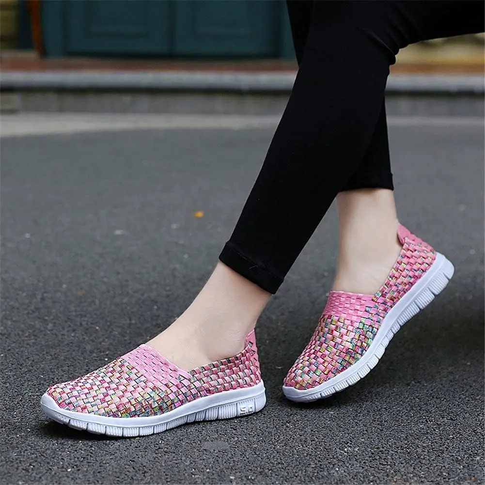 JOYVIP Womens Multicolor Woven Elastic Shoes Handmade Slip On Sneakers Flat Sandals